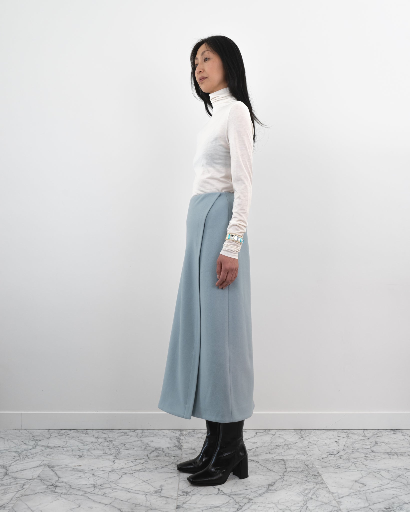 parker wool felt A-symmetric tower skirt